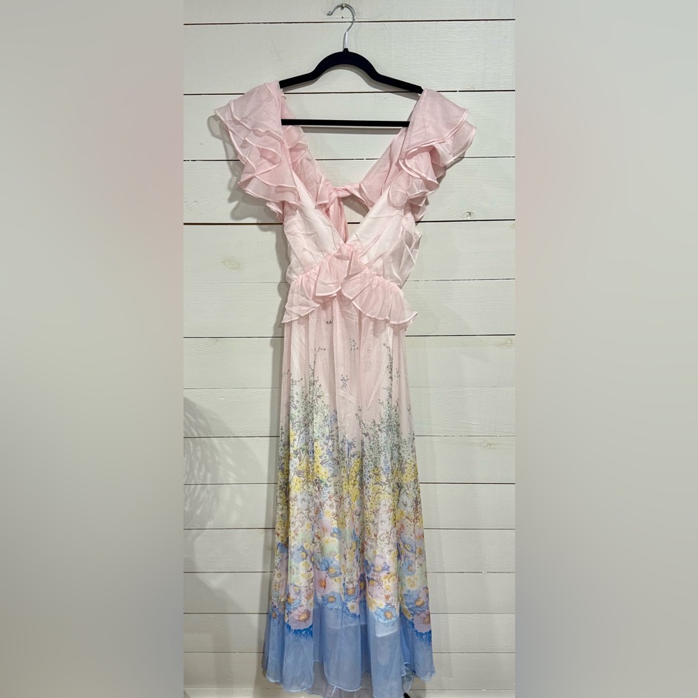 Pastel Multi Colored Floral Ruffle Dress